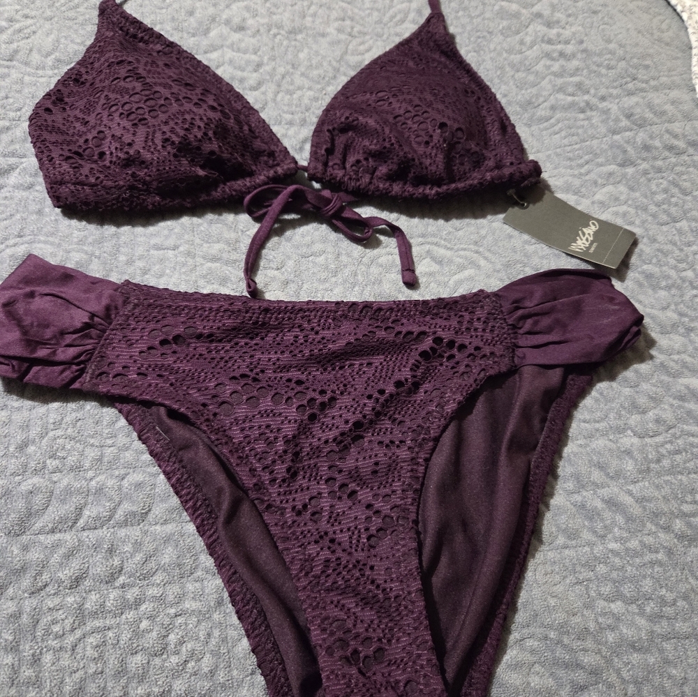 Elegant Purple Lace Bikini Set